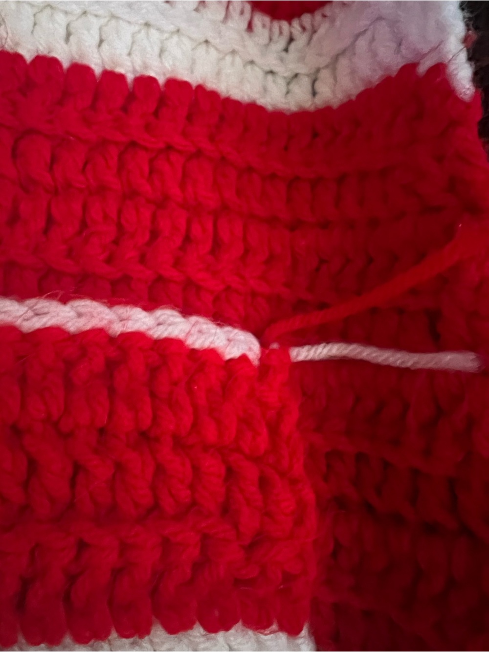 Cozy Red and White Crochet Throw Blanket